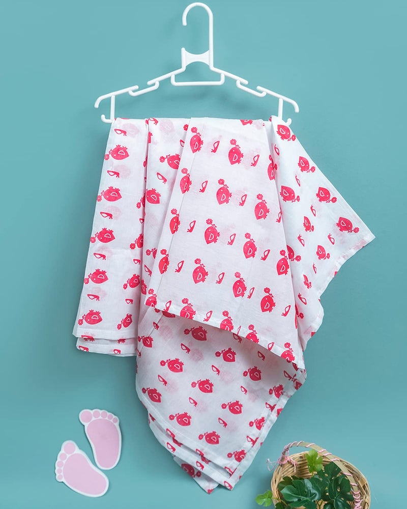Chibby Swaddle - Swaddles for new born baby, 100% Cotton, ultra soft, multipurpose, comfortable swaddle-wrapper (Red) - Image 1