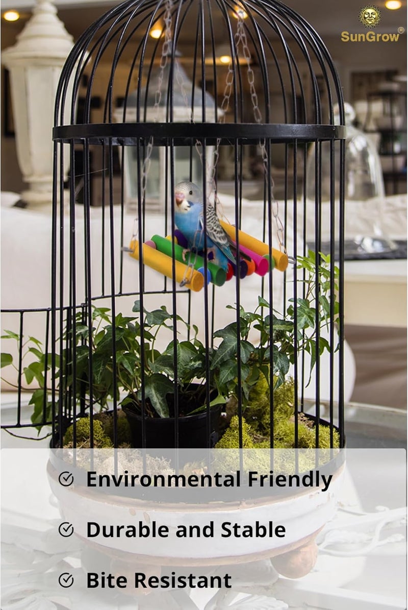 SunGrow Parrot Cage Hammock Swing, 7.8 Inches, Colorful Wooden Swing with Metal Chain and Clasp, 1 Pack - Image 3