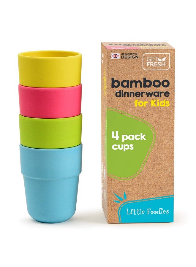 Get Fresh Bamboo Kids Cups, 4 Pack Set, Stackable Bamboo Drinking Cups, Bamboo Kids Dinnerware Set, Bamboo Toddler Cups, Dishwasher Safe And Stackable - Image 1