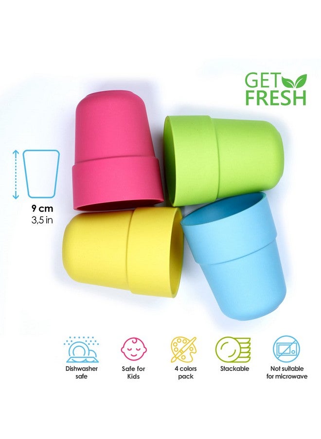 Get Fresh Bamboo Kids Cups, 4 Pack Set, Stackable Bamboo Drinking Cups, Bamboo Kids Dinnerware Set, Bamboo Toddler Cups, Dishwasher Safe And Stackable - Image 2
