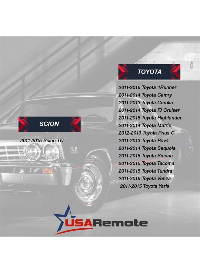 USARemote Transponder Ignition Key fits Toyota/Scion with 4D 72 G Chip TOY44G-PT 2011 2012 2013 2014 2015 2016 - Image 2