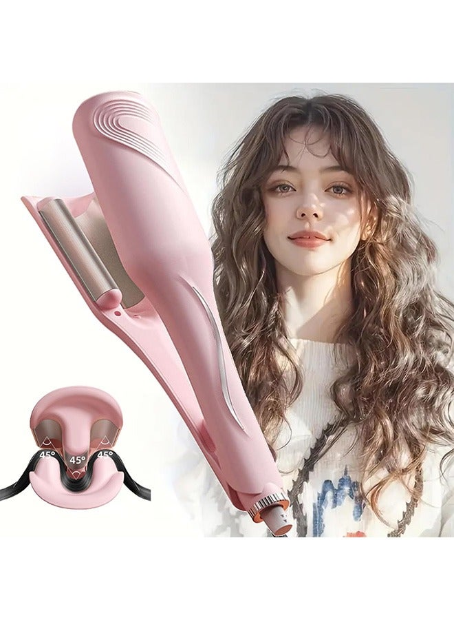 Waver Curling Iron, 1.25 Inch 3 Barrel Negative Ion Curling Wand, 4 Adjustable Temperature, Hair Curler Tool for Wide Deep Waves (Pink-Upgrade) - Image 1