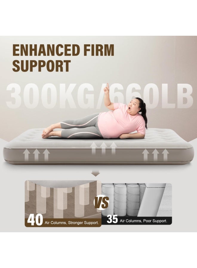 فلوشرينيك ثلاثة أشخاص نفخ الفراش، مزدوجة تفجير الفراش، سرير التخييم المزدوج مع مضخة كهربائية مدمجة ، فراش هوائي نفخ ذاتي سرير ضيف للمنزل أو التخييم - Image 3