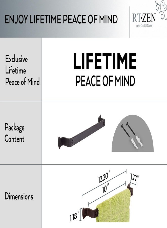 RTZEN Matte Black Hand Towel Holder for Bathroom - Handcrafted Farmhouse Wrought Iron Metal Kitchen Bar - Small Hand Towel Bar Hanger for Home or Office - Wall Mounted Rack Fits 10" Towels - Image 3