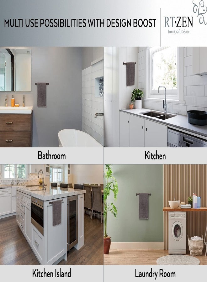 RTZEN Matte Black Hand Towel Holder for Bathroom - Handcrafted Farmhouse Wrought Iron Metal Kitchen Bar - Small Hand Towel Bar Hanger for Home or Office - Wall Mounted Rack Fits 10" Towels - Image 4