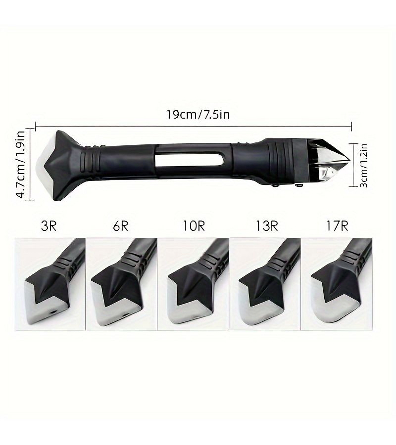 Black 3 in 1 Caulking Tool Sealant Finishing Grout Removal Scraper for Bathroom Kitchen Floor Window - Image 3