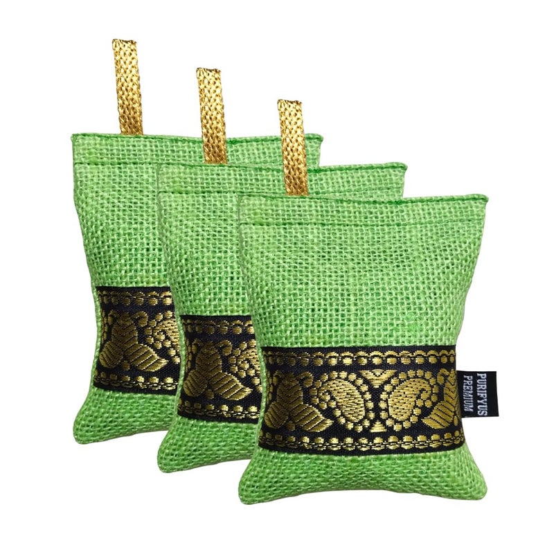 Purifyus Premium Purifyus Premium Green 200 gram Pack of 3 Activated Carbon Air Purifying Bag NonElectric Natural Odor Absorber for Car Clean and Fresh Indoor Air - Image 1
