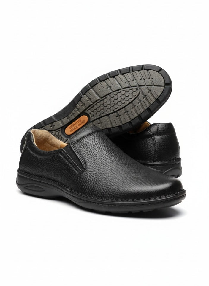 Men's Casual Slip-on Loafers Stretch Shoes Square Luxury Bussiness Office Shoes, Hand Made shoes with comfort rubber sole and Medical Brush