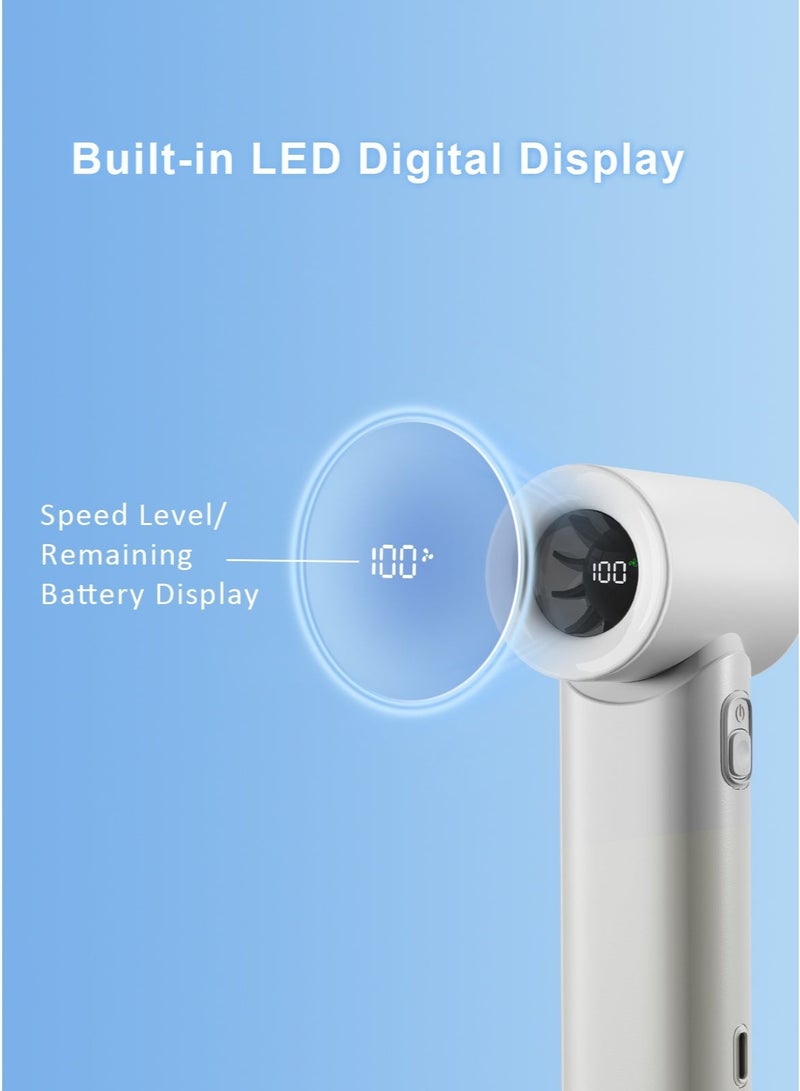 TONEOF Handheld Turbo Fan | 5000mAh Type-C Rechargeable Personal Fans with a Lanyard | 5 Speeds, LED Display, High Speed Cooling, for Travel/Outdoor/Gift/Home work - Image 4