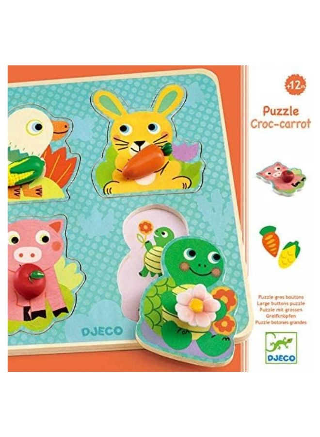 DJECO Wooden Puzzle - Croc-Carrot - Image 1