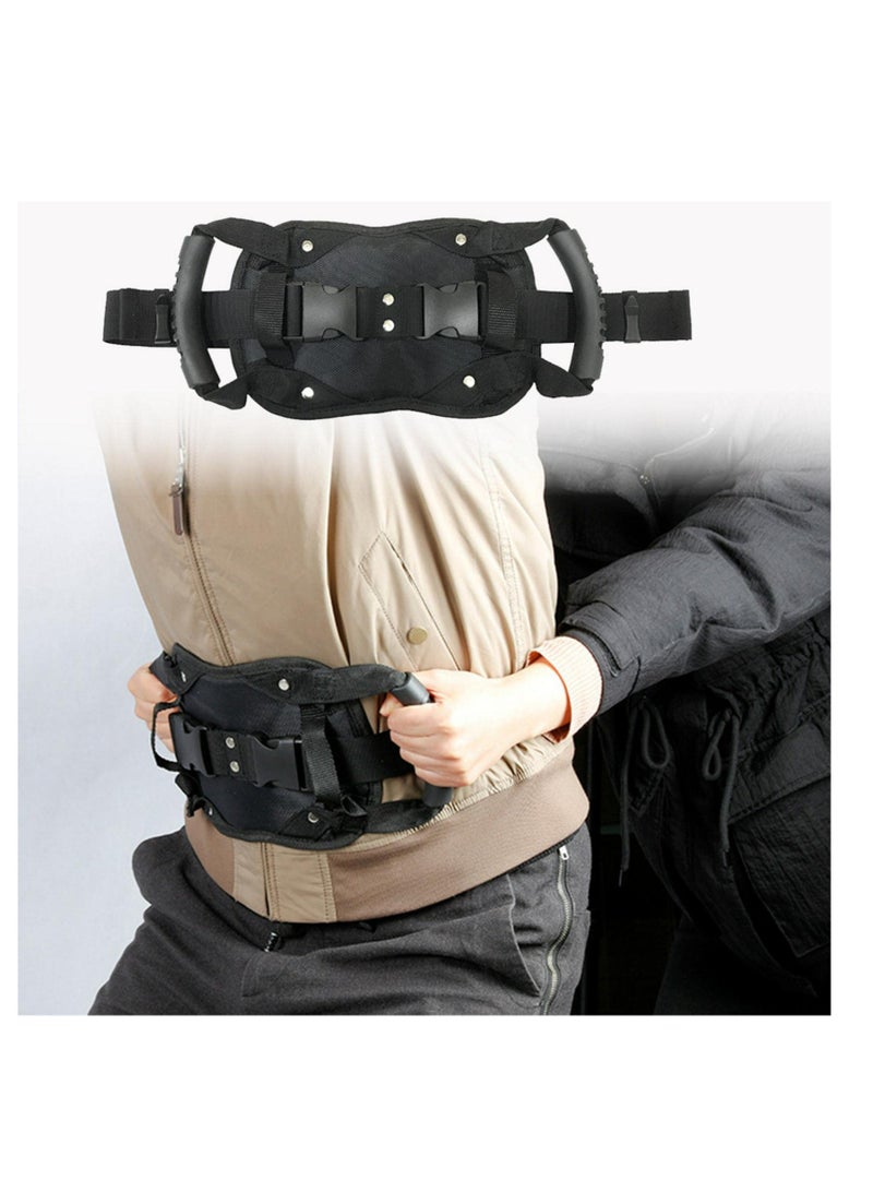 SOLARAE Adjustable Motorcycle Backseat Handle with Reinforced Buckle, Black Waist Belt Grip Strap for Safe Child Passenger Support - Essential Motorcycle Accessory - Image 1