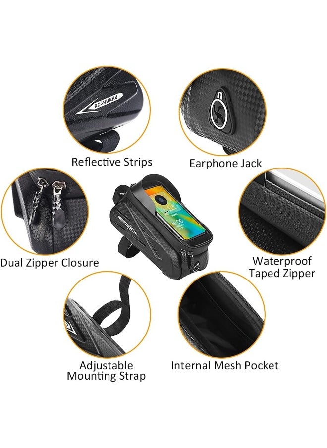 Arabest Bike Phone Bag - Waterproof Bike Front Frame Bag Sensitive Touch Screen, Top Tube Handlebar Bag,Cycling Storage Bag Fits Under 7.2 inch 1.5 Liter Volume  - Image 3