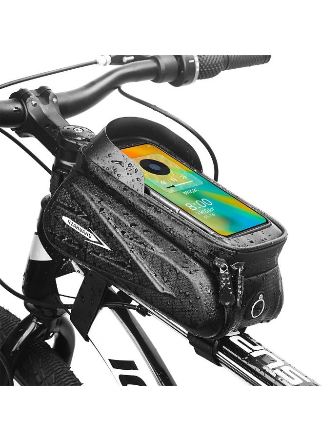 Arabest Bike Phone Bag - Waterproof Bike Front Frame Bag Sensitive Touch Screen, Top Tube Handlebar Bag,Cycling Storage Bag Fits Under 7.2 inch 1.5 Liter Volume  - Image 1