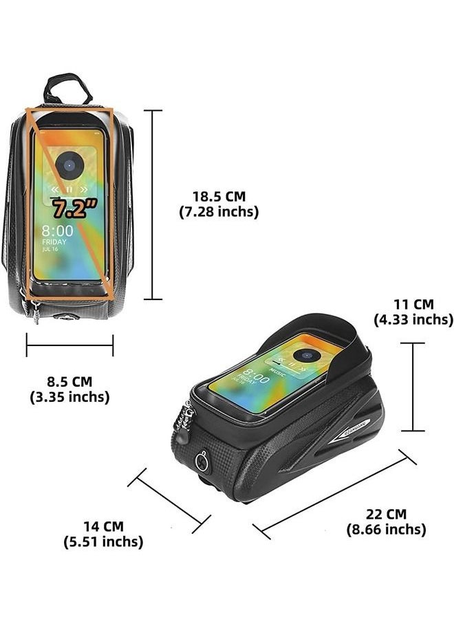 Arabest Bike Phone Bag - Waterproof Bike Front Frame Bag Sensitive Touch Screen, Top Tube Handlebar Bag,Cycling Storage Bag Fits Under 7.2 inch 1.5 Liter Volume  - Image 5