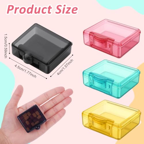 HANNEA® 4Pcs Pill Box Portable Pill Box 1.7 Inches Color Square Transparent Pill Box Food Grade PP Travel Pill Box Pill Case Medicine Pill Box for Supplyments, Capsules, Tablets, Fish Oil, Vitamin - Image 2