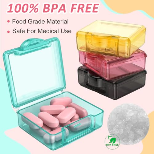 HANNEA® 4Pcs Pill Box Portable Pill Box 1.7 Inches Color Square Transparent Pill Box Food Grade PP Travel Pill Box Pill Case Medicine Pill Box for Supplyments, Capsules, Tablets, Fish Oil, Vitamin - Image 5