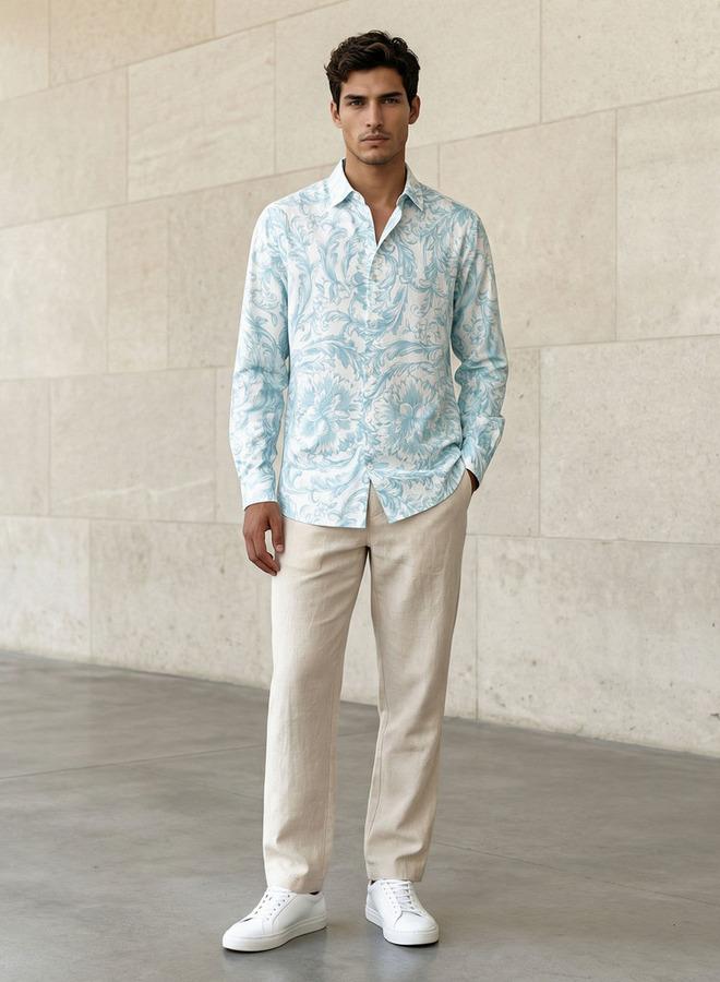 Iconic Men Regular Fit Collared Printed Long Sleeve Shirt - Image 3