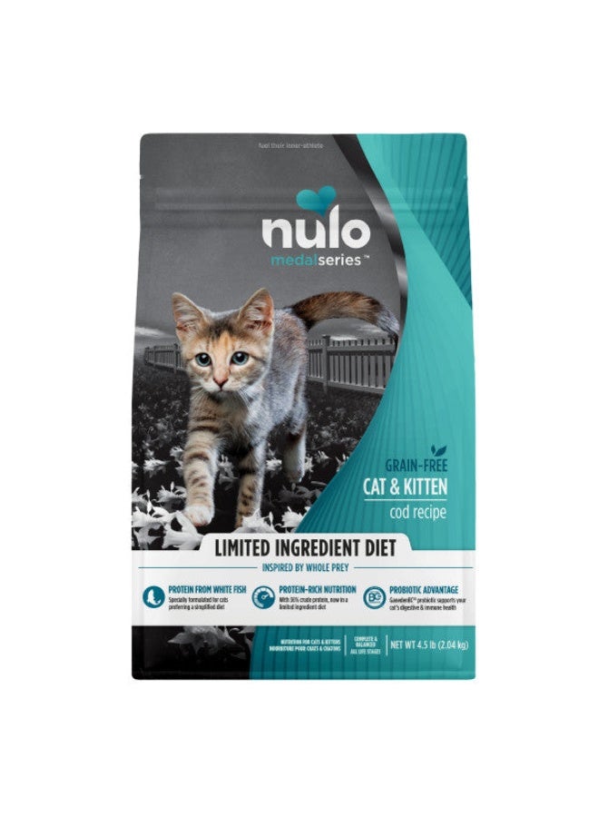 Nulo MedalSeries High-Protein Limited Ingredient Cat & Kitten Cod Recipe with Patented BC30 Probiotics Dry Cat Food 2kg - Image 1