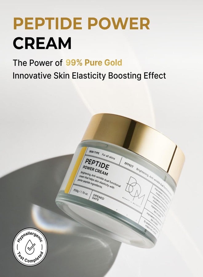 BOM COSMETICS Peptide Power Cream 1.76 Fl Oz, Daily Moisturizing Cream with Peptide and 99% Pure Gold for Hydration, Collagen Support to improve Skin Texture, Skin Barrier Care, Korean Skincare - Image 2