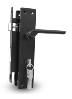 TISMpro Door Handle Lock Set - Aluminum Handle with Lock Body, Cylinder, and 5 Computer Keys with Mounting Screws, TP-7002 Set (Matte Black)  - Image 2