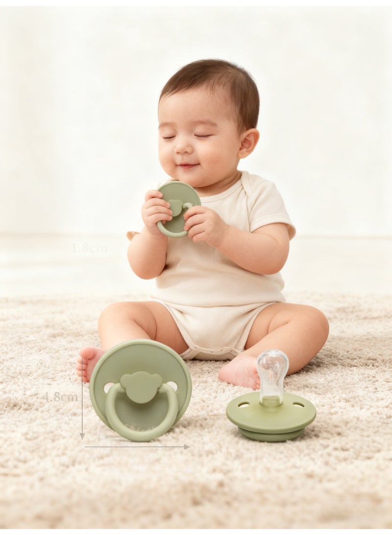 joybuy Lovely Bear Baby Pacifier, Super Soft Food Grade Flat Head, Silicone Baby Pacifier, Suitable For Baby 0-6 Months (Green) - Image 4