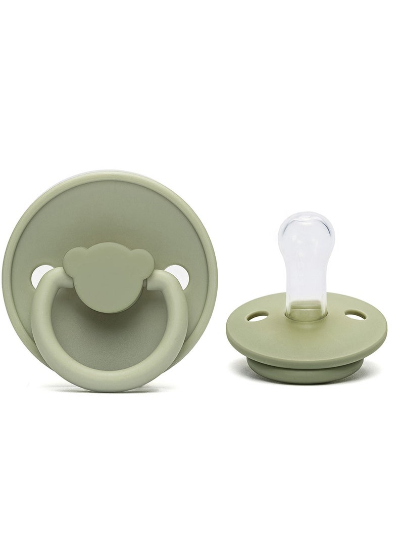 joybuy Lovely Bear Baby Pacifier, Super Soft Food Grade Flat Head, Silicone Baby Pacifier, Suitable For Baby 0-6 Months (Green) - Image 1