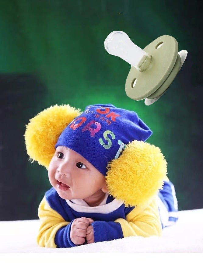 joybuy Lovely Bear Baby Pacifier, Super Soft Food Grade Flat Head, Silicone Baby Pacifier, Suitable For Baby 0-6 Months (Green) - Image 2