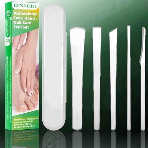 Bennort 5pcs Ingrown Toenail Removal Kit, Stainless Steel Nail Knives Cuticle & Dead Skin Corn Foot Callus Remover, Manicure & Pedicure Knife Tools with Box, Foot Skin Scraper Repair Sharp Blade - Image 1