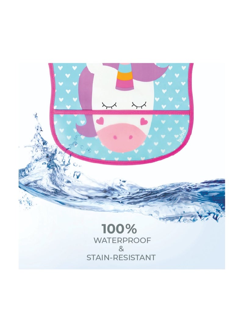 Nurtur PP Bib with Pocket - Character Print - Unicorn/Boy - Pack of 1 - Image 3