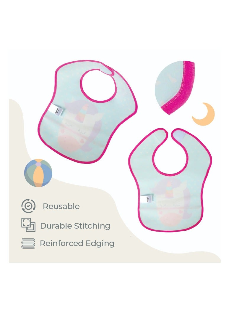 Nurtur PP Bib with Pocket - Character Print - Unicorn/Boy - Pack of 1 - Image 4