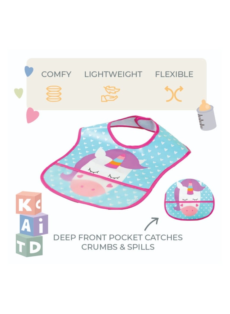 Nurtur PP Bib with Pocket - Character Print - Unicorn/Boy - Pack of 1 - Image 2