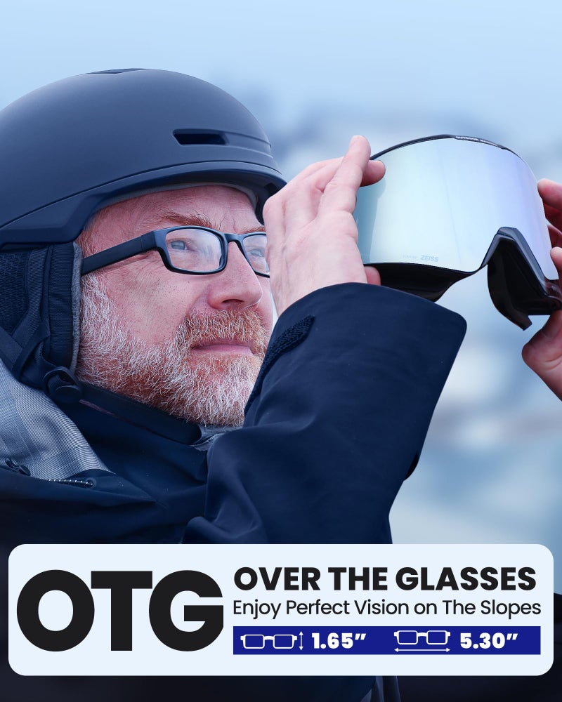 OutdoorMaster x SPC Falcon Ski Goggles Lens by ZEISS, OTG Snowboard Goggles Anti-fog, Magnetic Interchangeable Lens, Snow Goggles for Men & Women, BlueFrozen Vlt 18.6% - Image 4