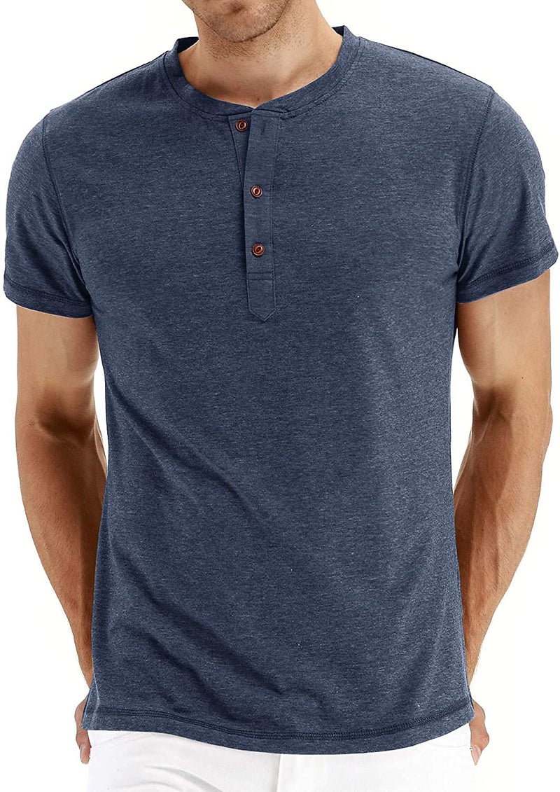 Sailwind Mens Henley Short Sleeve T-Shirt Cotton Casual Shirt - Image 1