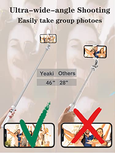 Yeaki Selfie Stick Tripod with Wireless Remote, 46'' Cellphone Selfie Stick Tripod with LED Fill Light, for iPhone 16/15/14/14 pro/13/13 Pro/12/11/11 Pro/XS Max/XS/XR/X/8/7 and Android Smartphone(Upgrade) - Image 5
