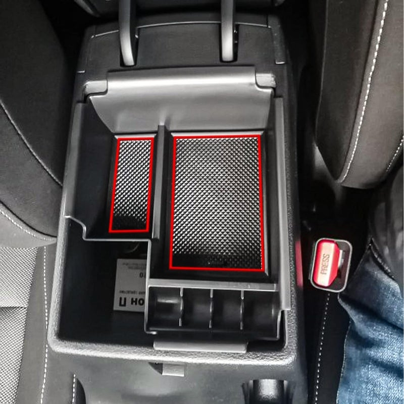 TACOBRO TACORBO Center Console Organizer for 2019-2023 Kia Forte GT - ABS Insert Tray with Red Accents - Image 5