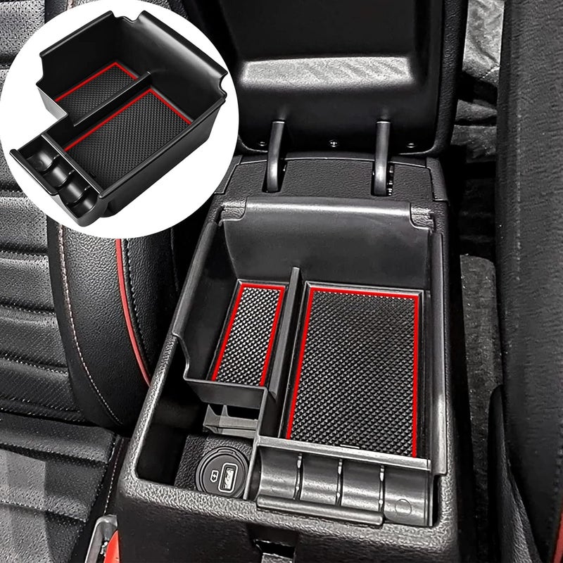 TACOBRO TACORBO Center Console Organizer for 2019-2023 Kia Forte GT - ABS Insert Tray with Red Accents - Image 1