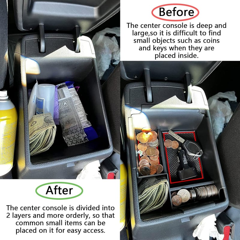 TACOBRO TACORBO Center Console Organizer for 2019-2023 Kia Forte GT - ABS Insert Tray with Red Accents - Image 3