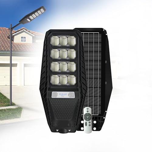 Homehop Solar Street Lights Outdoor Waterproof 200W Motion Sensor Security Wireless LED Wall Lamp for Home & Garden with Remote Control (Cool White) - Image 1
