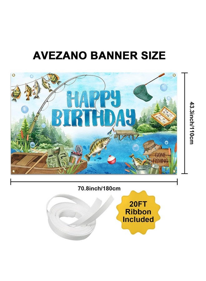 Avezano Gone Fishing Happy Birthday Banner 6 x 3.6 ft Fishing Birthday Party Decorations for Kids Men Fisherman Photo Booth Supplies - Image 4