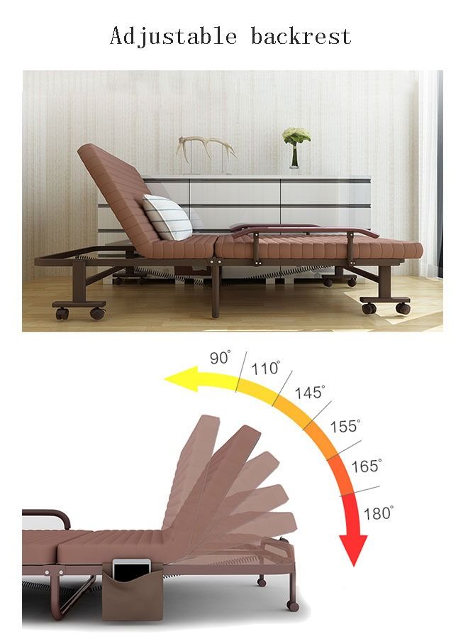 CityRiya-Long Folding Bed, Portable Foldable Beds, Office Sleeping Bed, Single Bed, Strong Sturdy Frame Rollaway Beds, Bedroom Bed Furniture for Home Office - Image 3