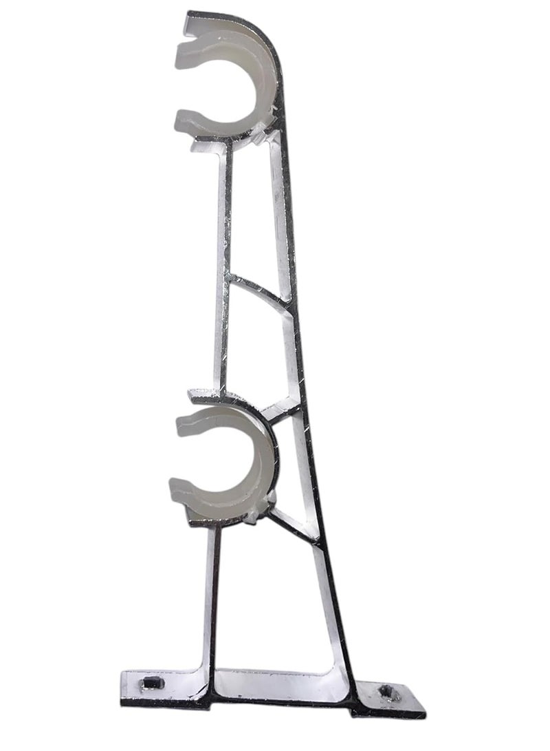 Double Aluminum Cantilever Curtain Rod with Hanging Rings, 2 Pack (Silver) - Image 1