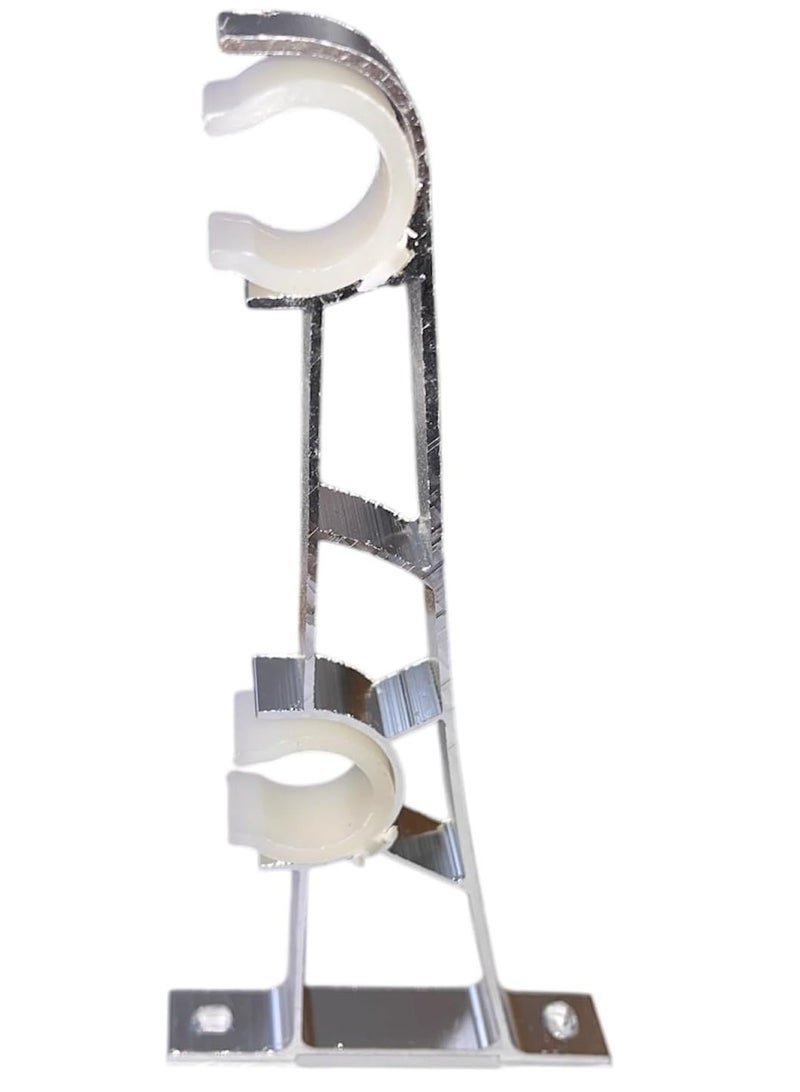 Double Aluminum Cantilever Curtain Rod with Hanging Rings, 2 Pack (Silver) - Image 2