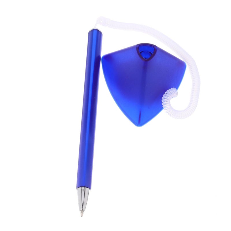 Blue Spring Chain Counter Pen with Base for Home Office and School - Image 2