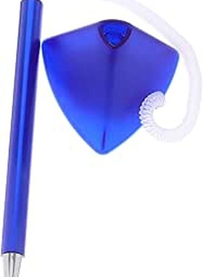 Blue Spring Chain Counter Pen with Base for Home Office and School - Image 1