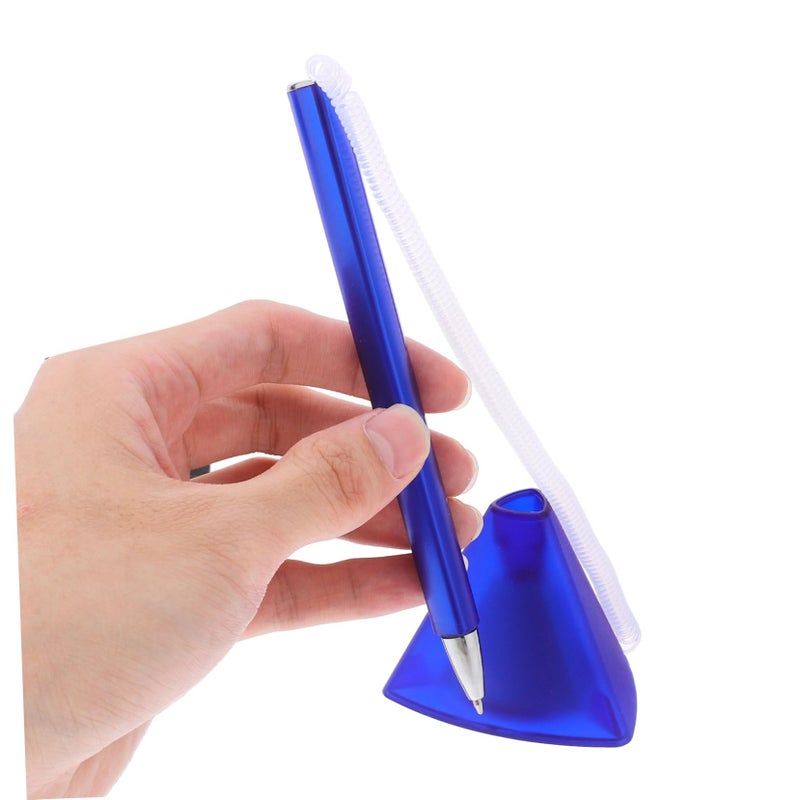 Blue Spring Chain Counter Pen with Base for Home Office and School - Image 4