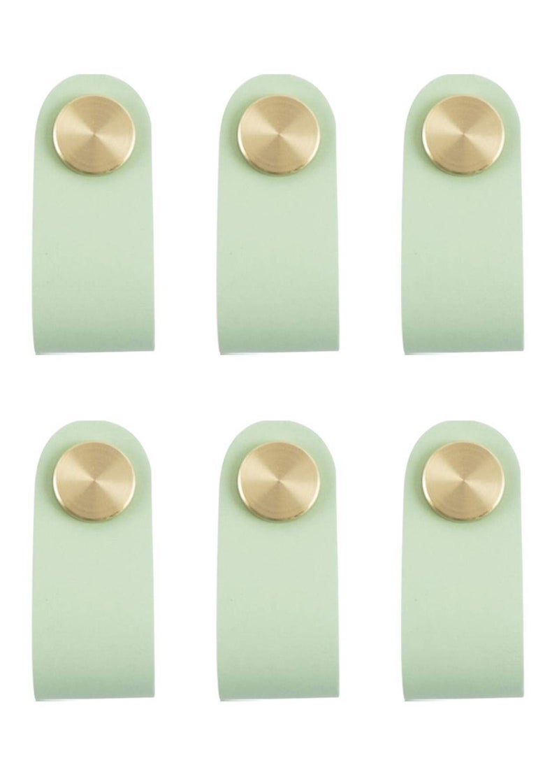 6 Pieces Cabinet Handles, Drawer Modern Brass Knob with Screws for Home Office Handle Replacement, Kids Room Furniture Accessories (Light Green) - Image 1