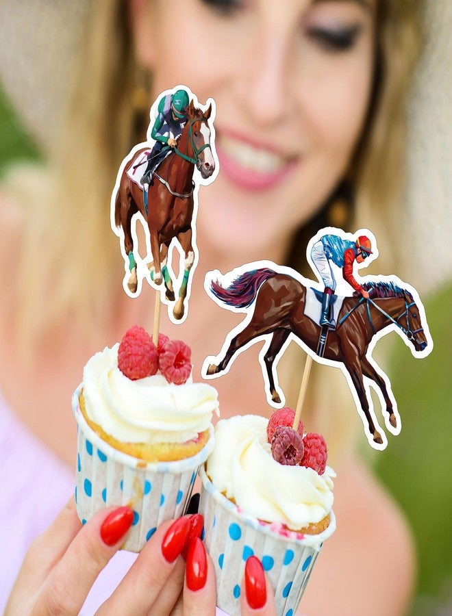QZYL 30 PCS Derby Cupcake Toppers, 15 Style Derby Decorations, Run for the Roses Horseshoe Design Horse Cupcake Toppers Horses Toothpicks, Horse Racing Theme Decor - Image 4
