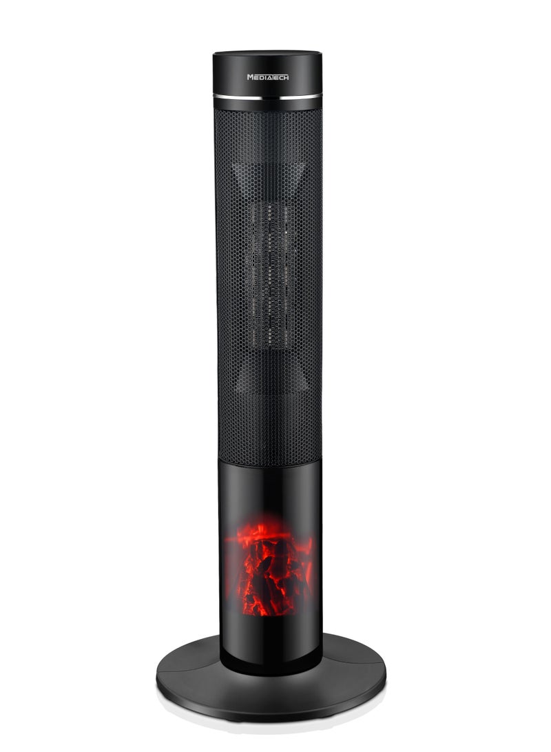 ميدياتيك مدفأة سيراميك برجية، مدفأة برجية بقدرة 2000 واط مع جهاز تحكم عن بُعد، شاشة LED رقمية تعمل باللمس، درجة حرارة قابلة للتعديل، وضع توفير الطاقة ECO، توزيع حرارة متأرجح، وحماية متقدمة للسلامة للغرف حتى 25 م².-MT-TCH010 - Image 1