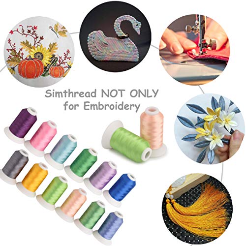 Simthread Machine Embroidery Thread with Storage Box 1000M (1100Y) Polyester 15 Spools Set for Embroidery Sewing Machine (9 White 6 Black) - Image 4