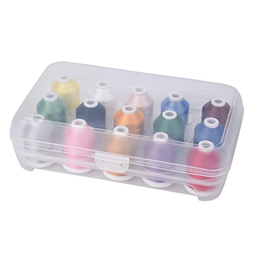 Simthread Machine Embroidery Thread with Storage Box 1000M (1100Y) Polyester 15 Spools Set for Embroidery Sewing Machine (9 White 6 Black) - Image 2